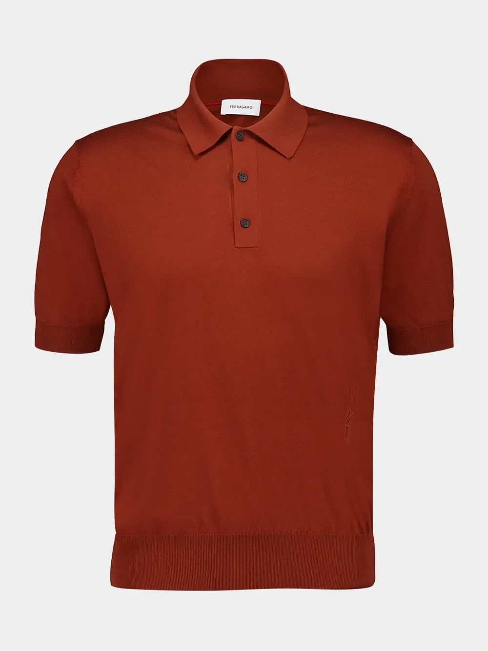 Brown Silk Cotton Knit Polo sold by Fashion Clinic