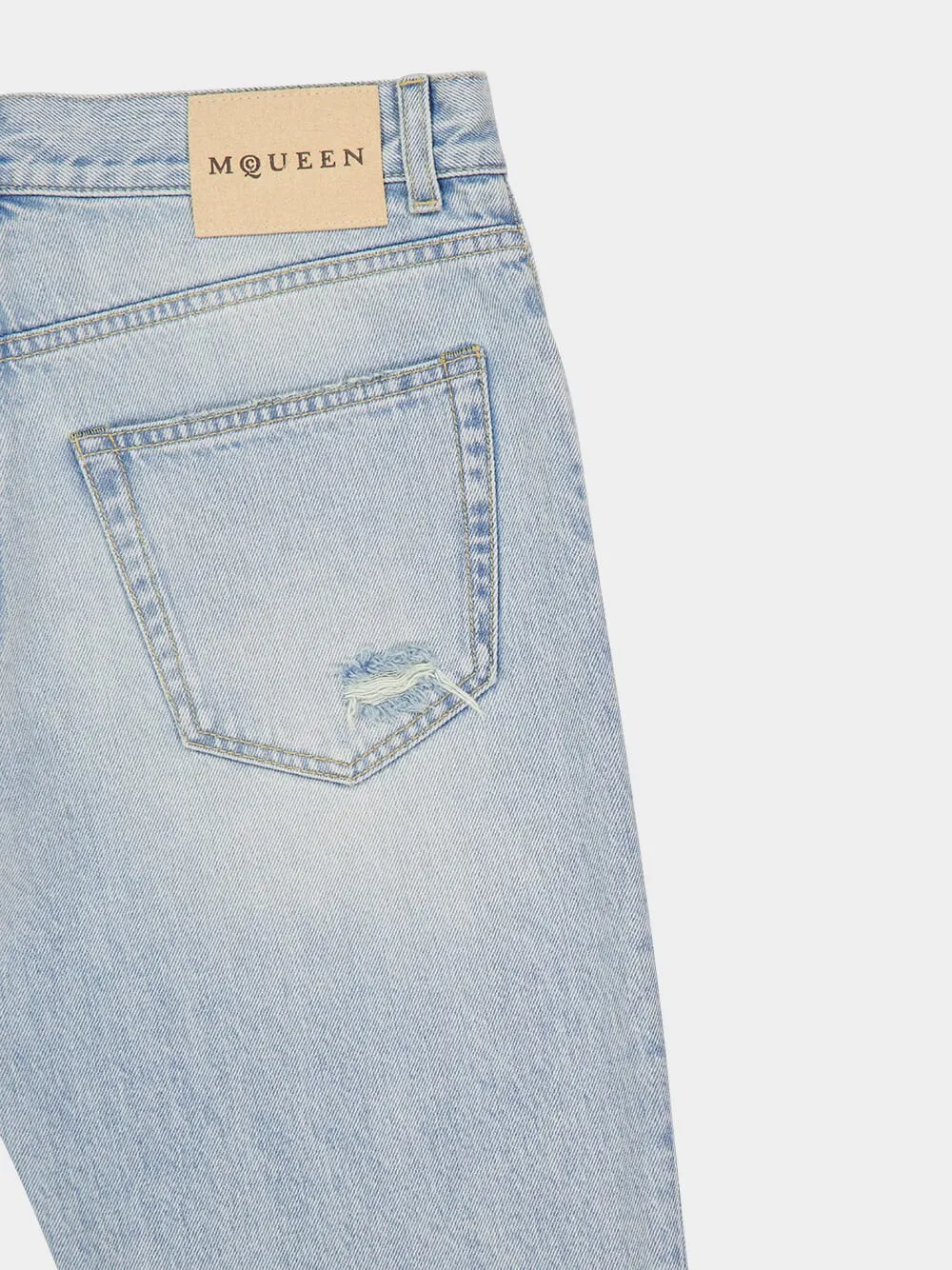 Washed Blue Stonewashed Slim Fit Jeans sold by Fashion Clinic product image thumbnail 4