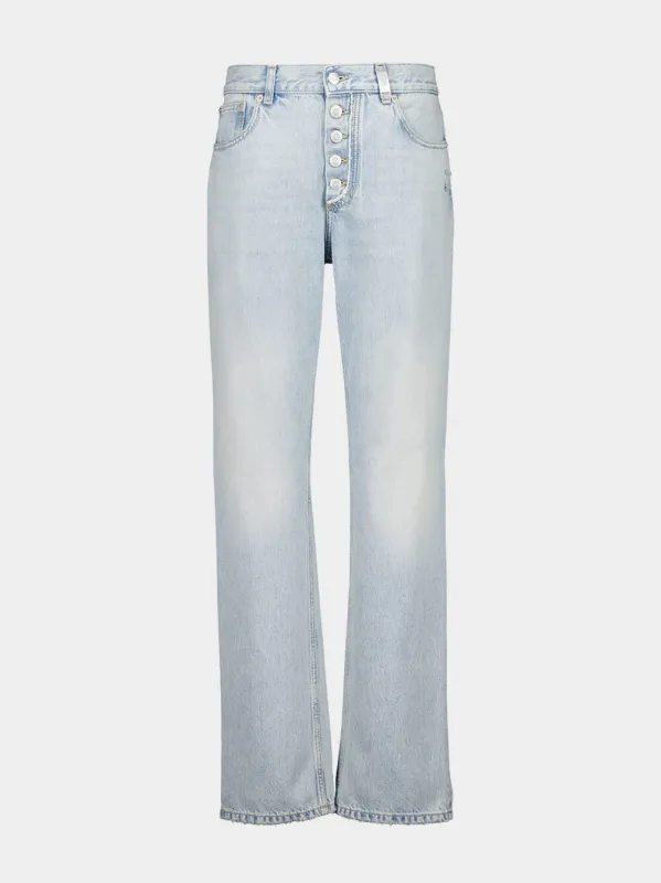 Washed Blue Stonewashed Slim Fit Jeans made by Alexander McQueen