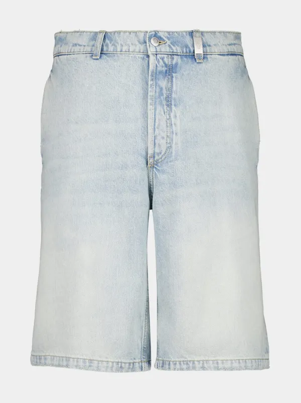 Washed Blue Stonewashed Denim Shorts sold by Fashion Clinic