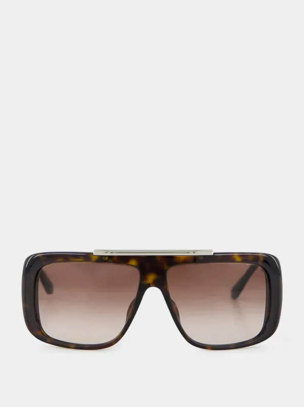 Tortoiseshell & Silver Acetate Metal Sunglasses sold by Fashion Clinic
