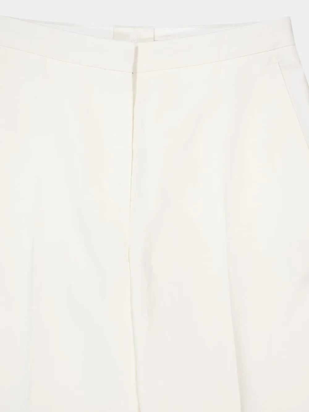 White Flared Linen Canvas Trousers sold by Fashion Clinic product image thumbnail 3