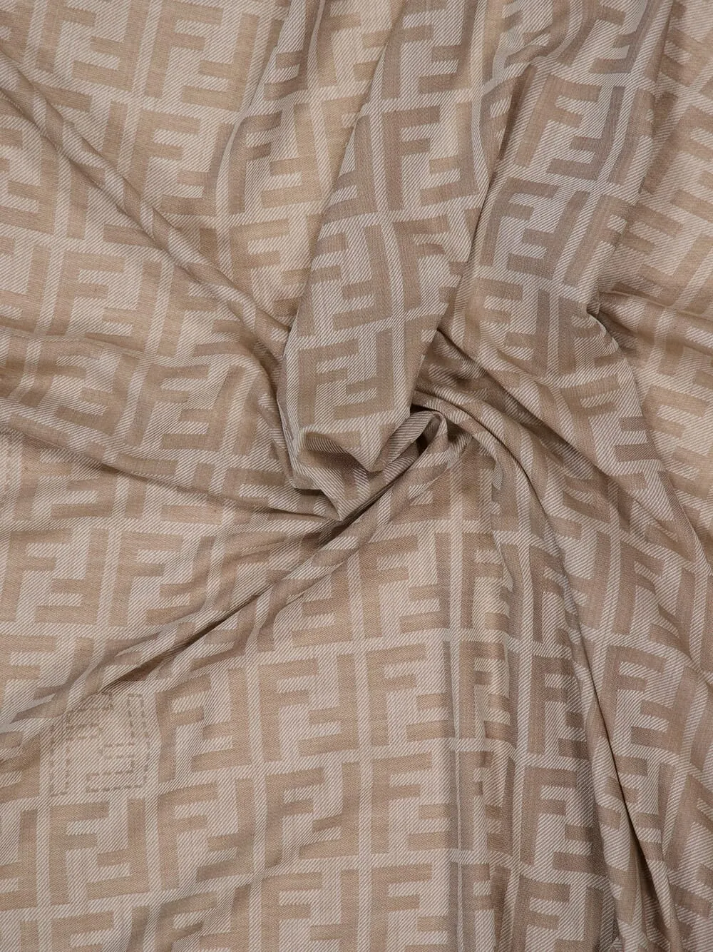 Beige FF Jacquard Wool Scarf sold by Fashion Clinic product image thumbnail 3