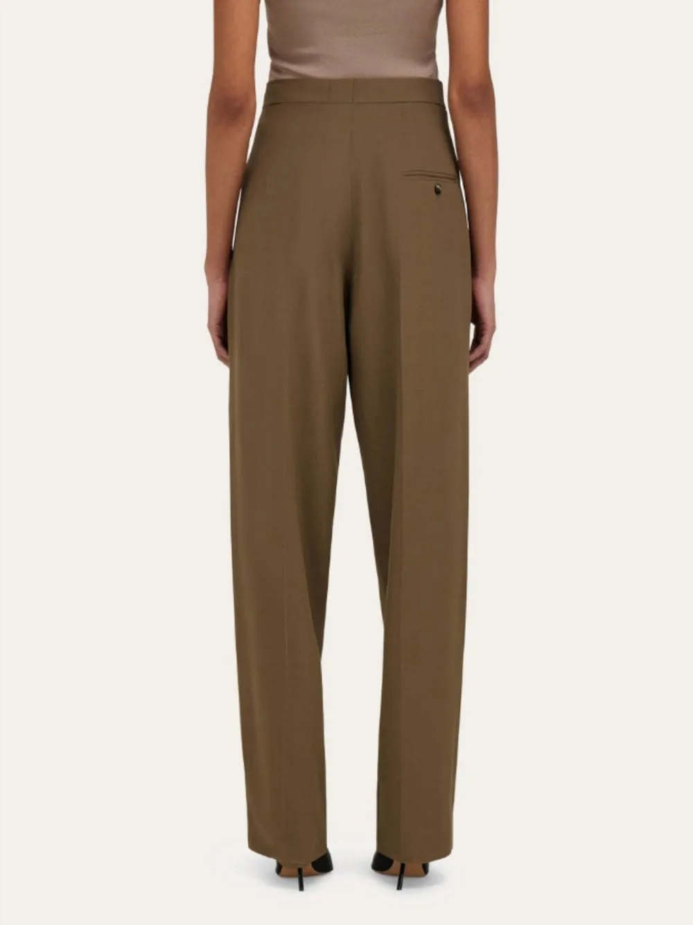 Lead Brown High-Waisted Pleated Trousers sold by Fashion Clinic product image thumbnail 4