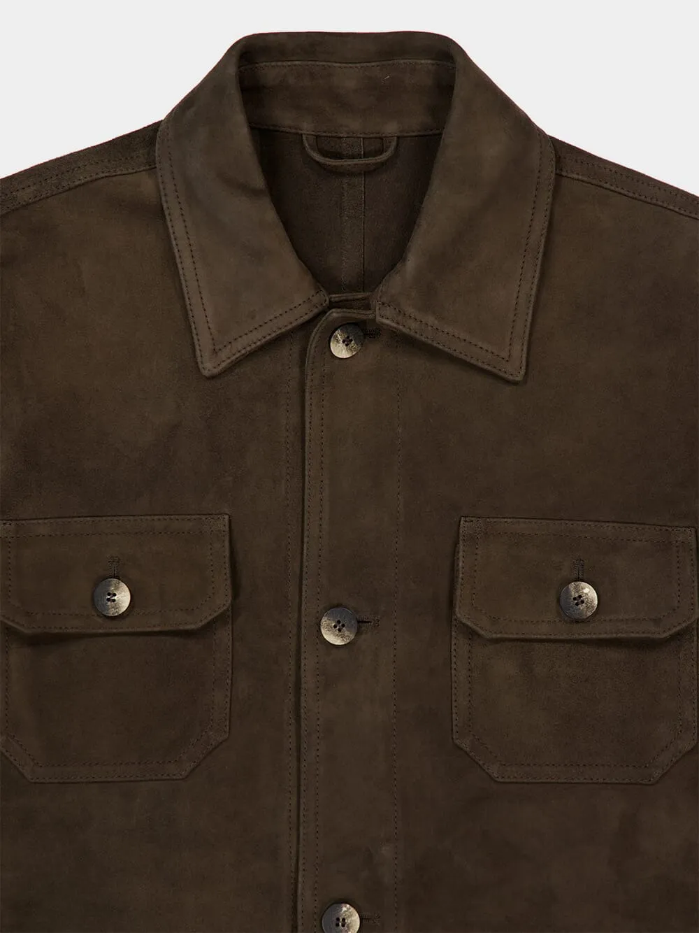 Brown Ravi Suede Overshirt sold by Fashion Clinic product image thumbnail 3