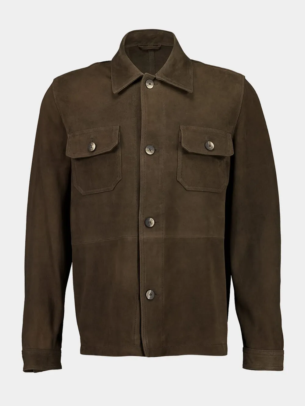 Brown Ravi Suede Overshirt sold by Fashion Clinic