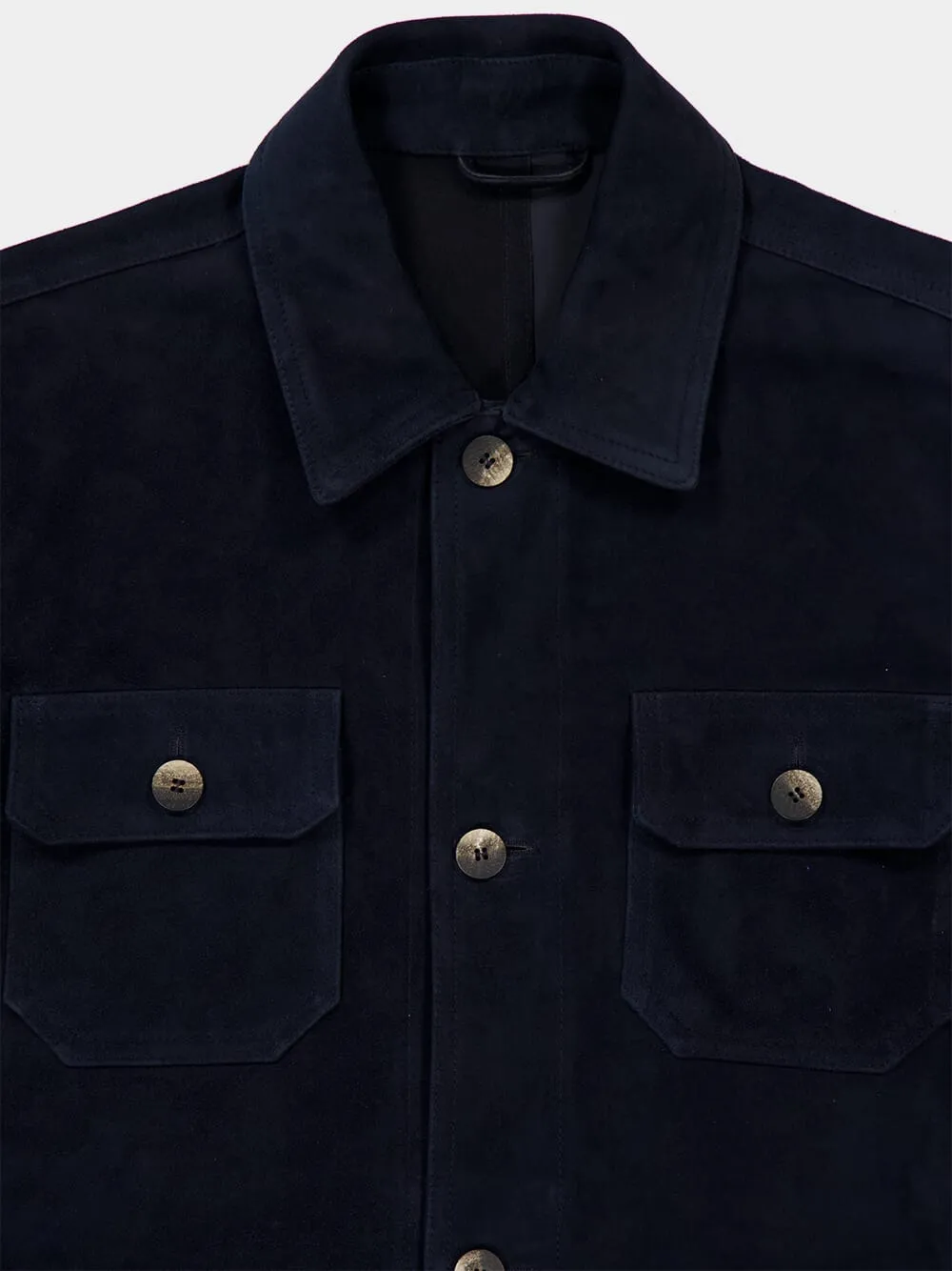 Charcoal Blue Ravi Suede Overshirt sold by Fashion Clinic product image thumbnail 3