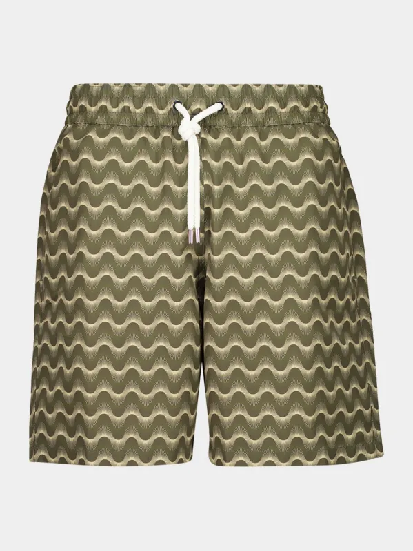 Dark Olive & Dried Moss Raio do Sol Santos Swim Shorts made by Fashion Clinic