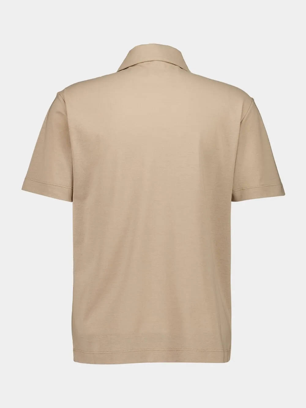 Beige Short-Sleeve Cotton Crepe Polo Shirt sold by Fashion Clinic product image thumbnail 2