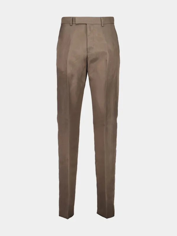 Brown Straight-Fit Pleated Trousers made by Salvatore Ferragamo