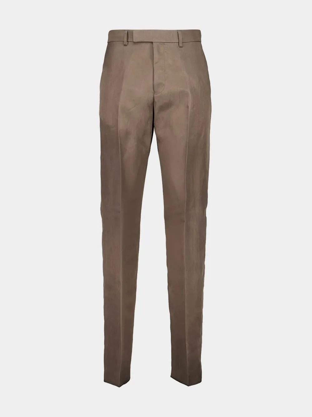 Brown Straight-Fit Pleated Trousers sold by Fashion Clinic