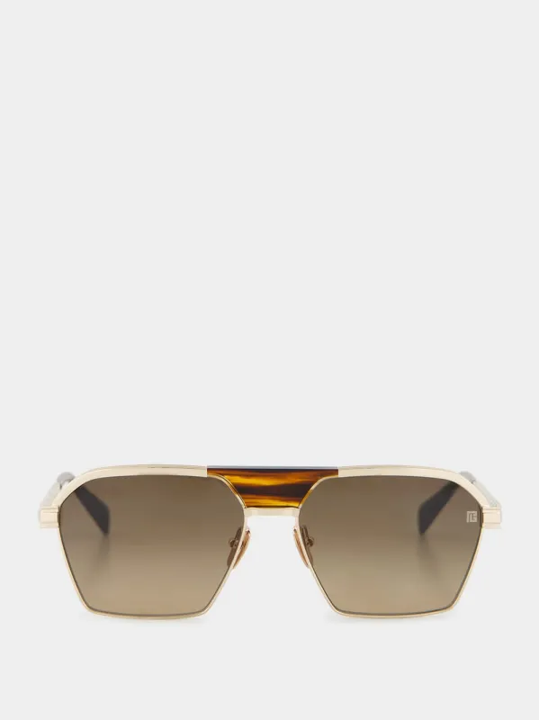 Gold Sergeant Aviator Sunglasses made by Balmain
