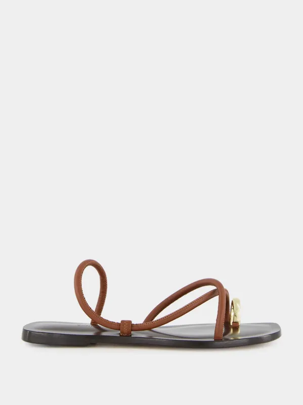 Laurie Flat Sandals in Cacao Nappa sold by Fashion Clinic