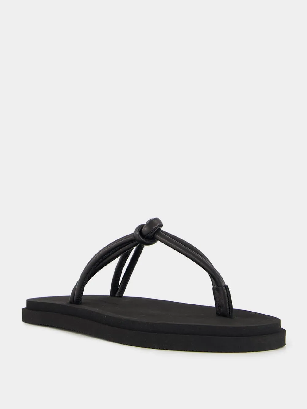 Knot Pool Slides in Black Nappa sold by Fashion Clinic product image thumbnail 3