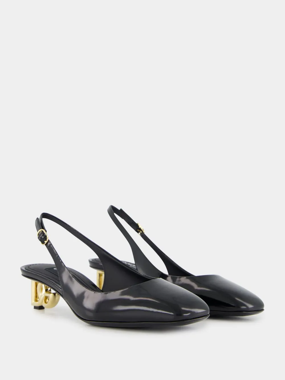 Black Patent Leather Slingbacks with DG Heel sold by Fashion Clinic product image thumbnail 3