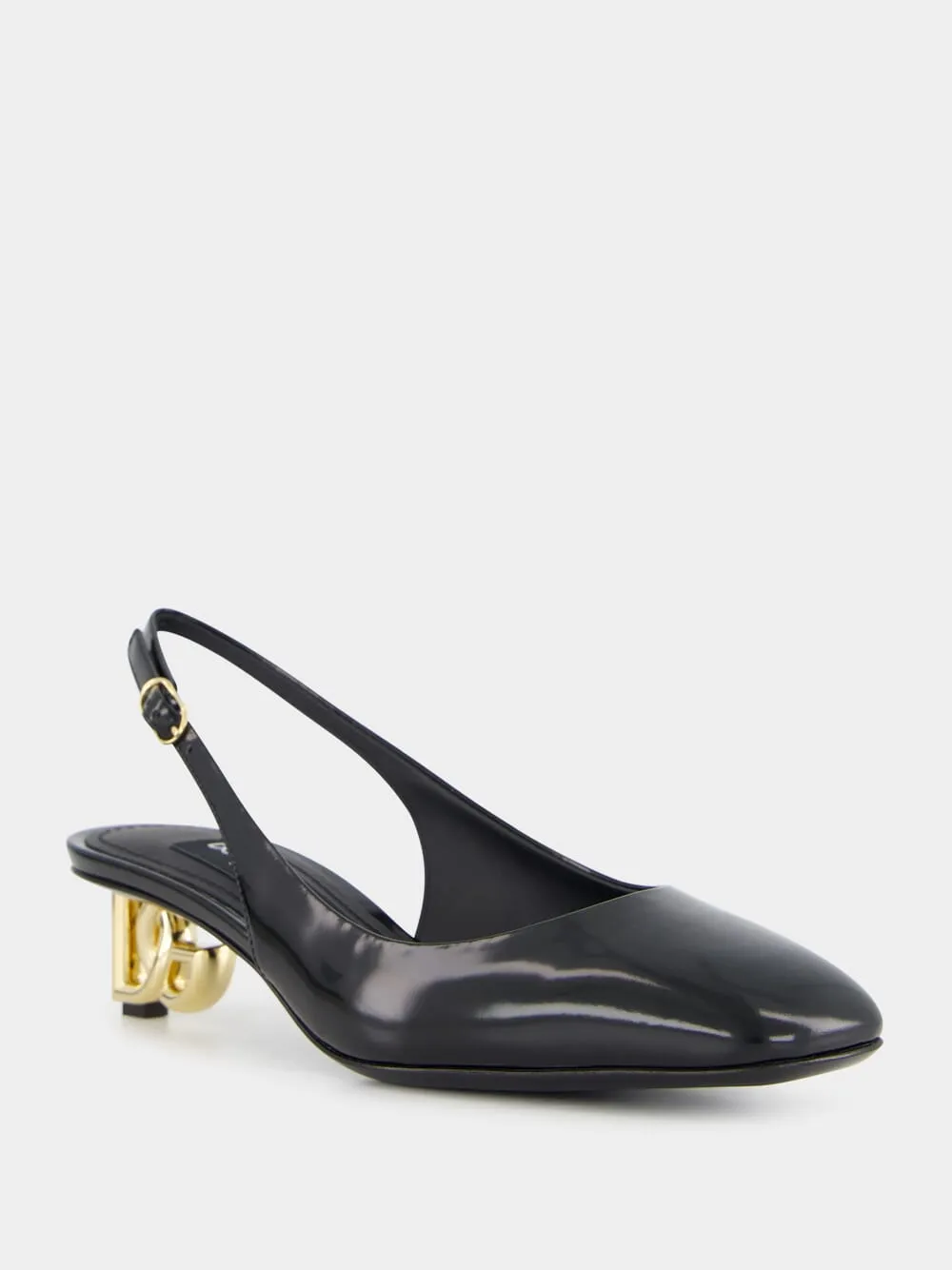 Black Patent Leather Slingbacks with DG Heel sold by Fashion Clinic product image thumbnail 2