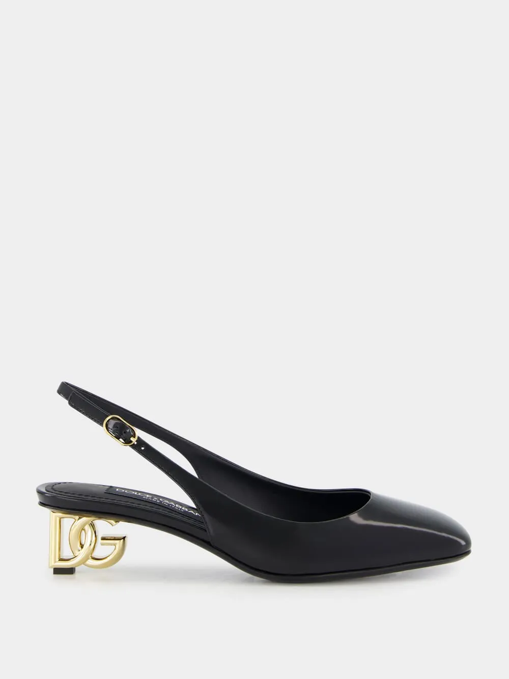 Black Patent Leather Slingbacks with DG Heel sold by Fashion Clinic
