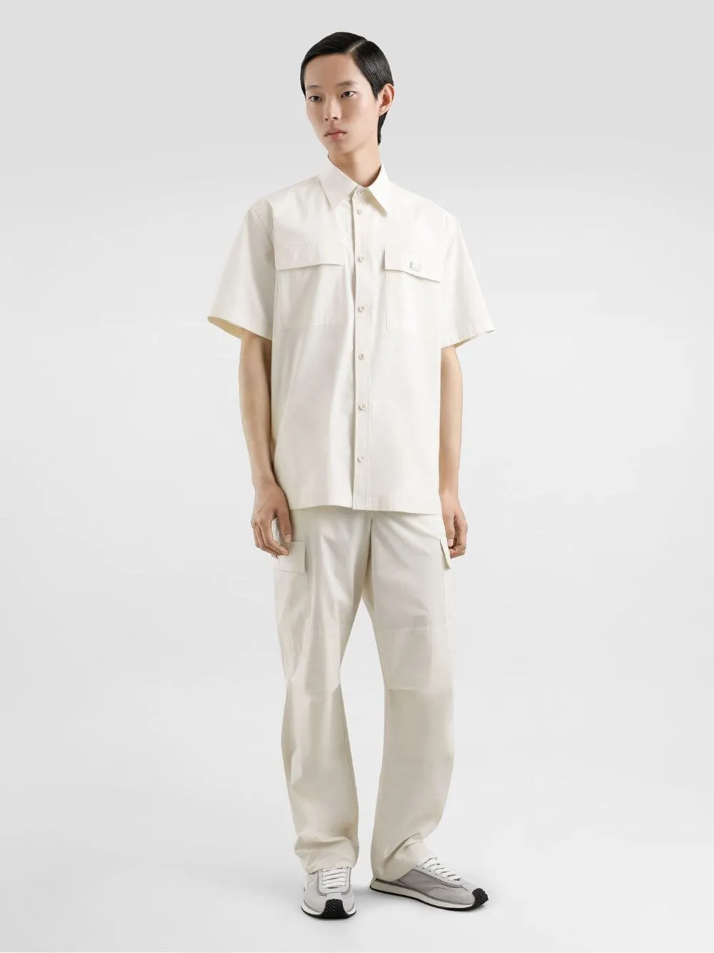 Beige Poplin Hawaiian Shirt with Metal Logo Tag sold by Fashion Clinic product image thumbnail 2