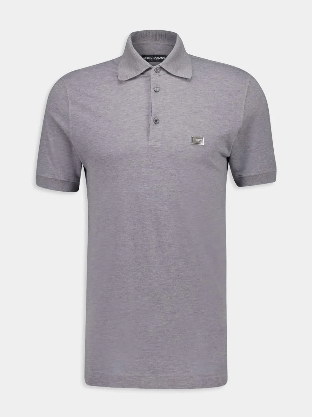 Grey Cotton Piqué Polo-Shirt with Branded Tag sold by Fashion Clinic