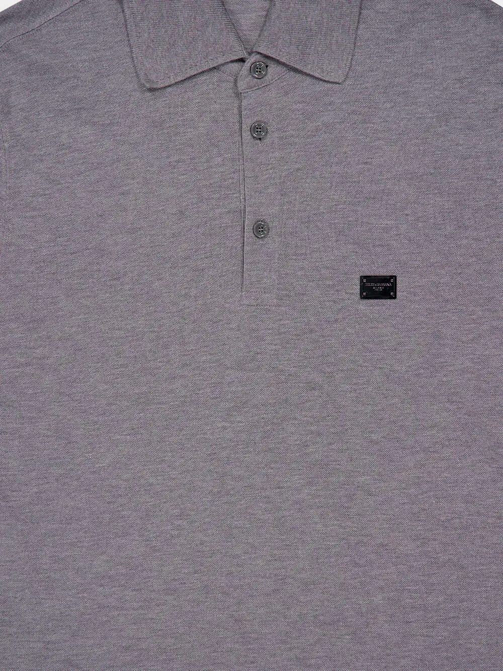 Grey Cotton Piqué Polo-Shirt with Branded Tag sold by Fashion Clinic product image thumbnail 3