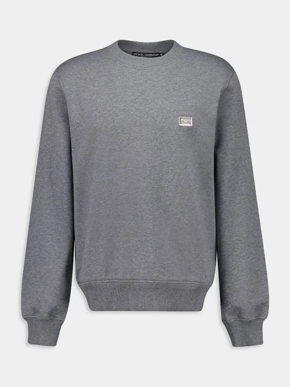 Grey Cotton Sweatshirt with Branded Tag sold by Fashion Clinic