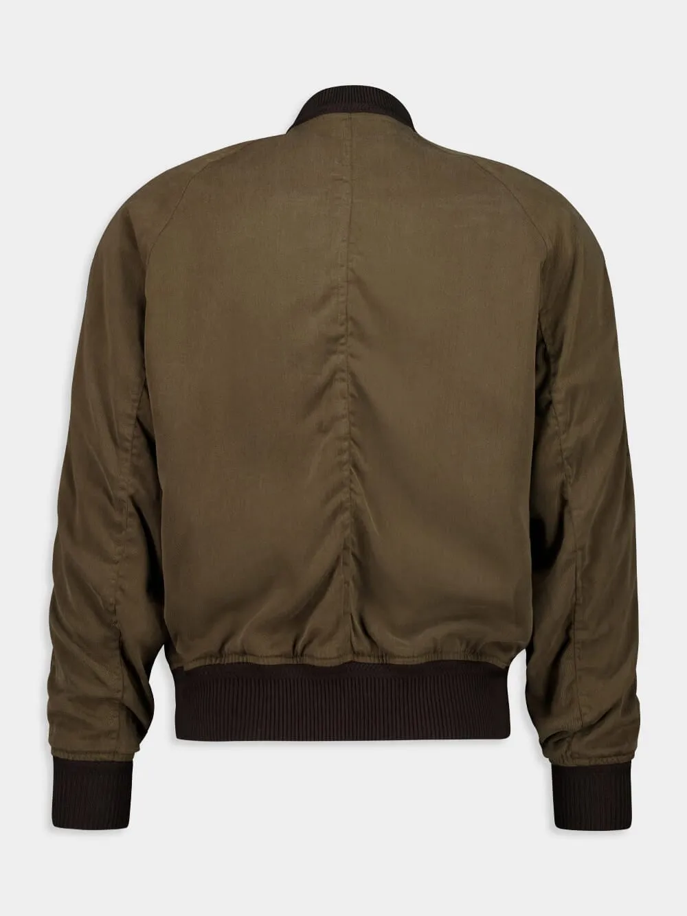 Dark Olive Suede Bomber Jacket sold by Fashion Clinic product image thumbnail 3