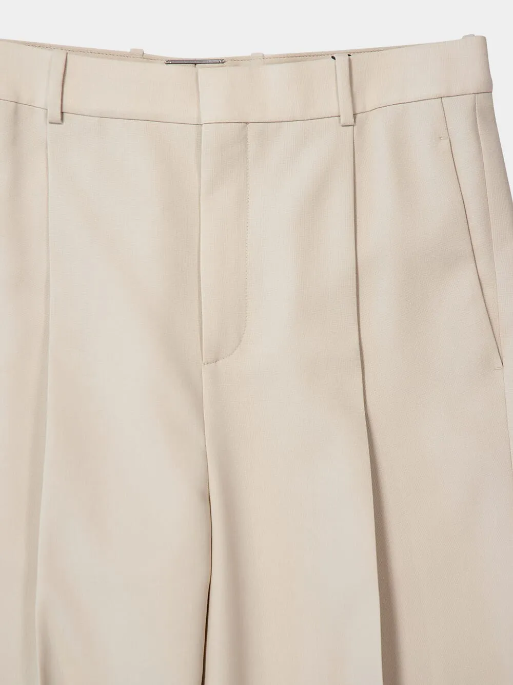 Beige High-Waisted Wool Trousers sold by Fashion Clinic product image thumbnail 3