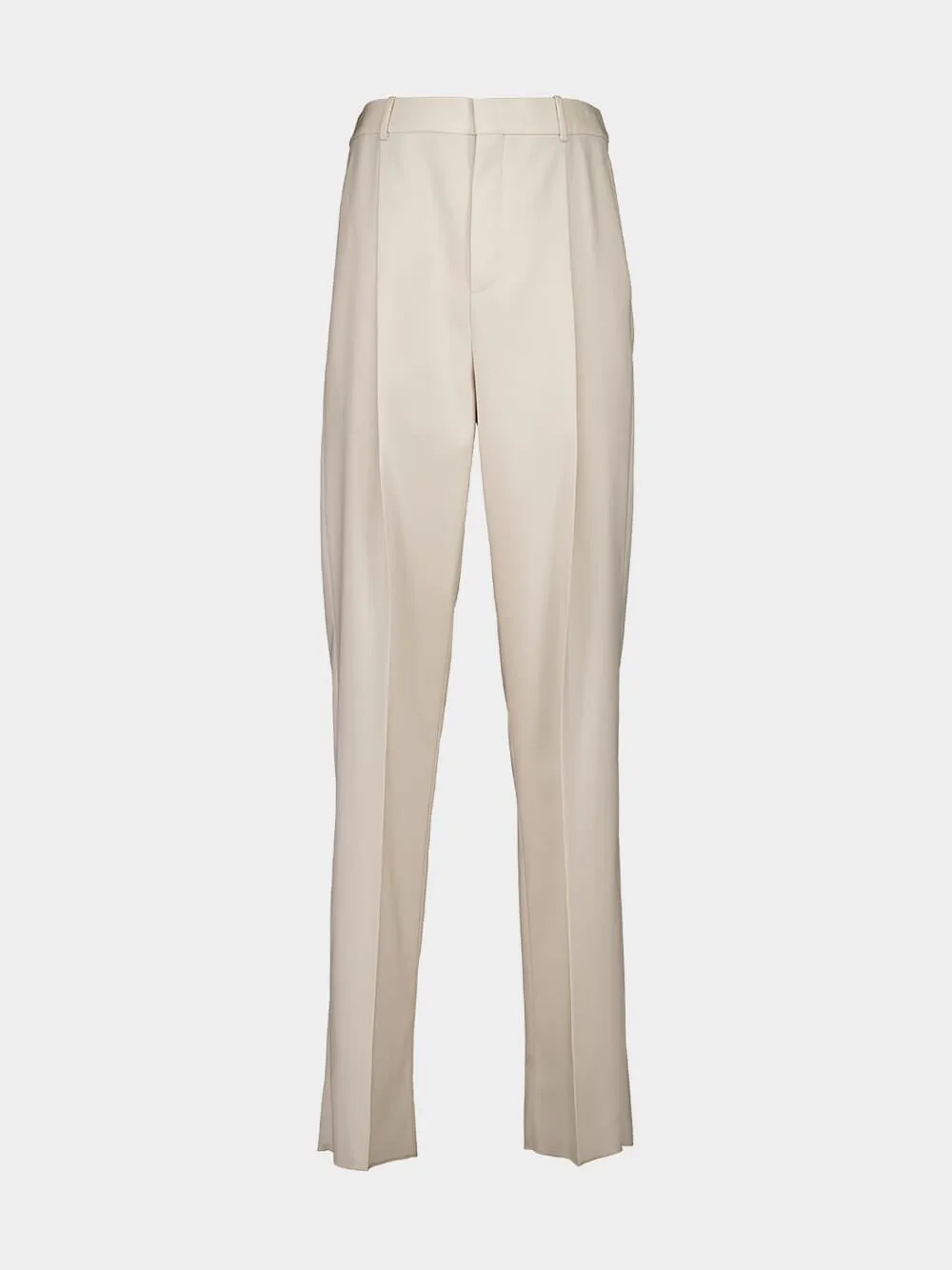 Beige High-Waisted Wool Trousers sold by Fashion Clinic