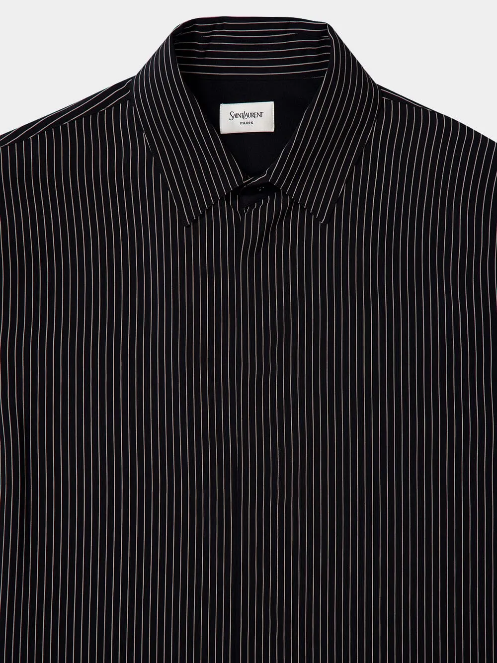Pinstriped Silk Long-Sleeve Shirt in Black sold by Fashion Clinic product image thumbnail 3