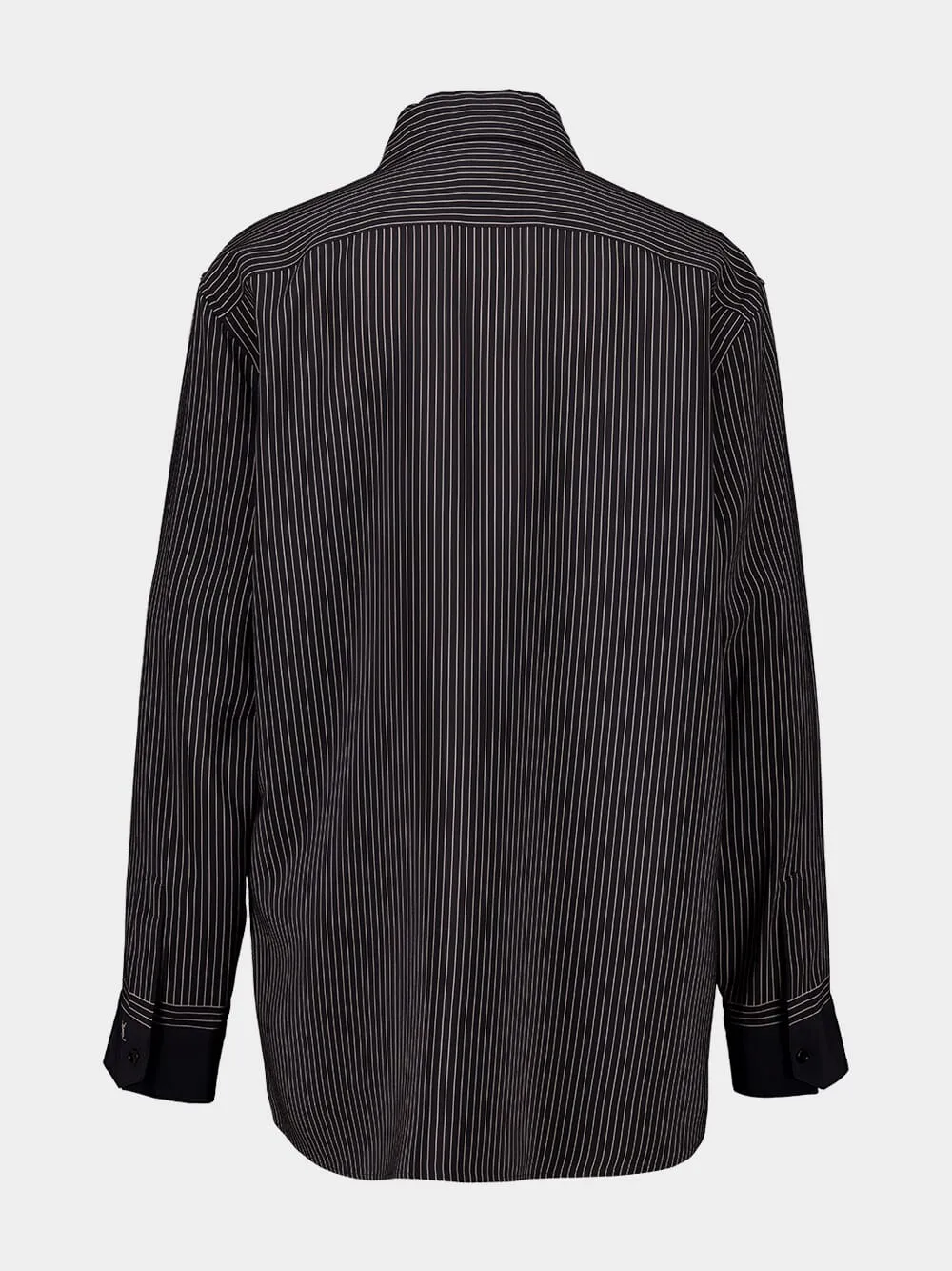 Pinstriped Silk Long-Sleeve Shirt in Black sold by Fashion Clinic product image thumbnail 2