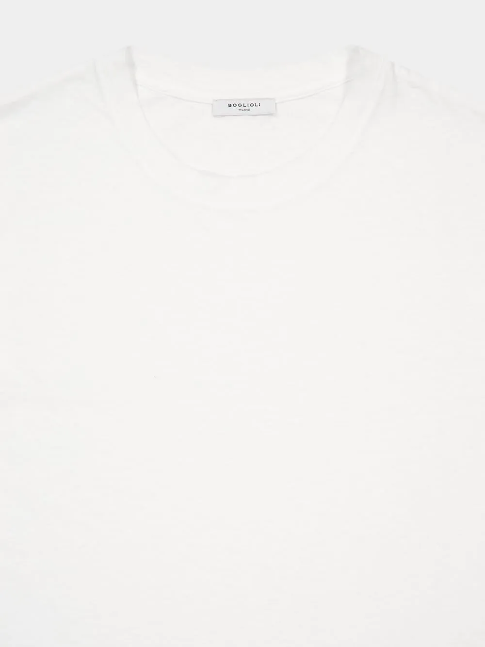 White Cotton Linen Jersey Crew Neck T-Shirt sold by Fashion Clinic product image thumbnail 3