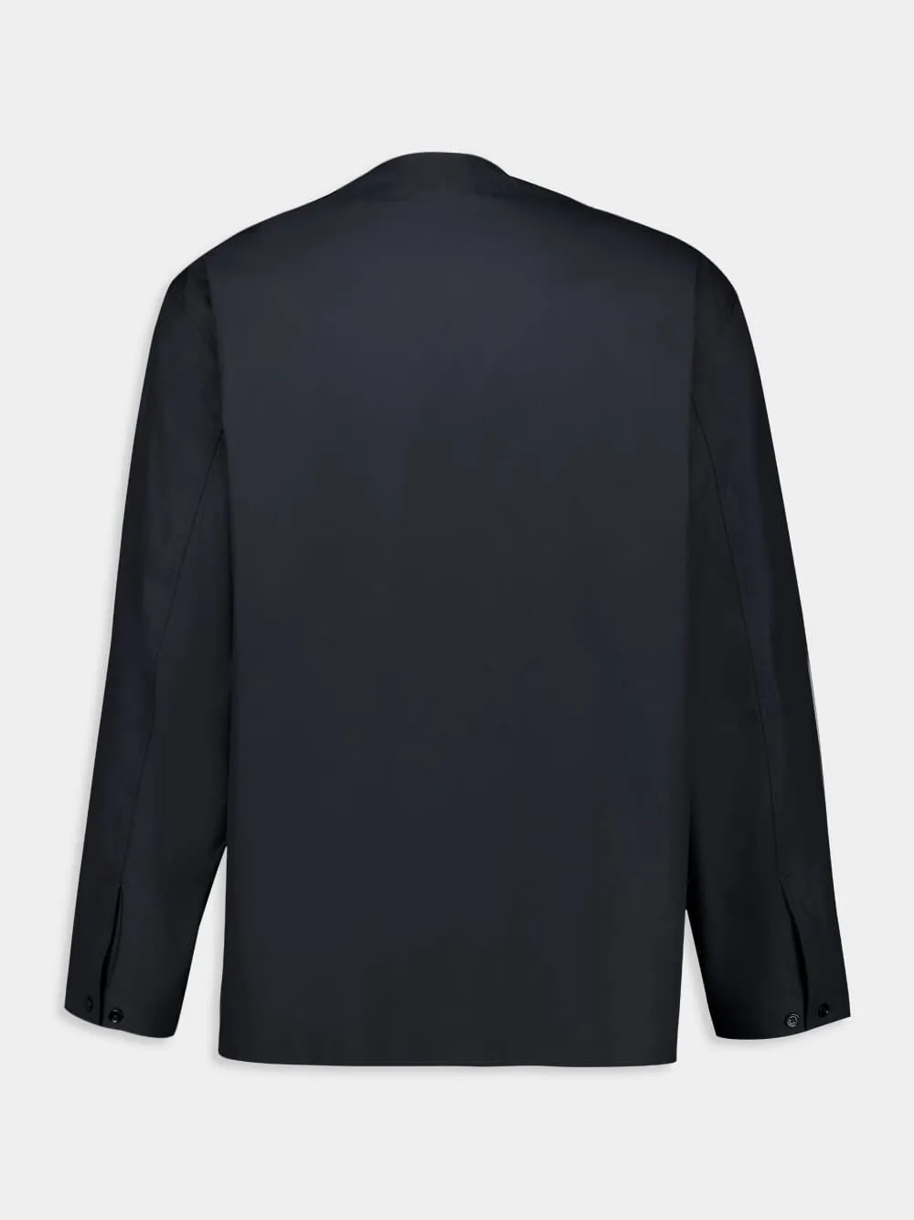 Jet Black V-Neck Cotton Poplin Shirt sold by Fashion Clinic product image thumbnail 4