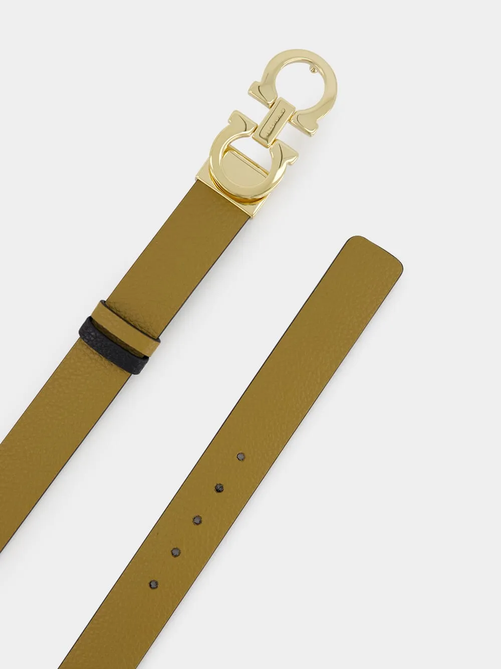 Reversible Gancini Belt in Olive Green and Black sold by Fashion Clinic product image thumbnail 2