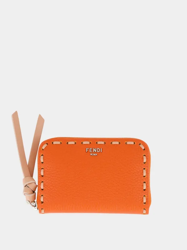 Orange Zip Around Peekaboo Mini Selleria Wallet sold by Fashion Clinic