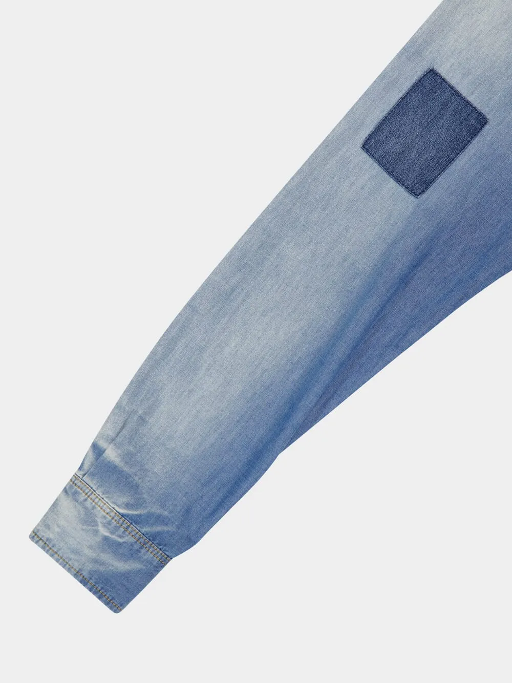 Blue Patchwork Denim Shirt sold by Fashion Clinic product image thumbnail 4