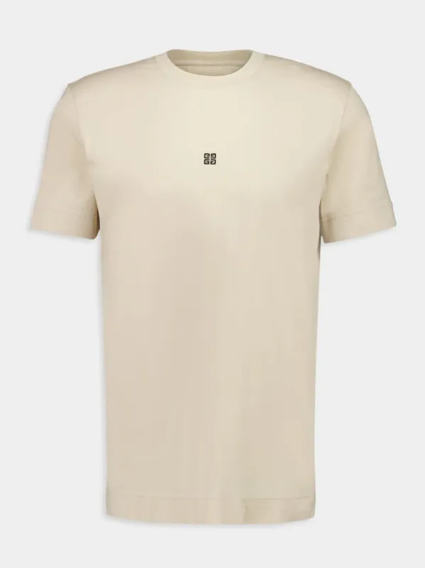 Light Beige Slim Fit 4G Embroidered T-Shirt sold by Fashion Clinic