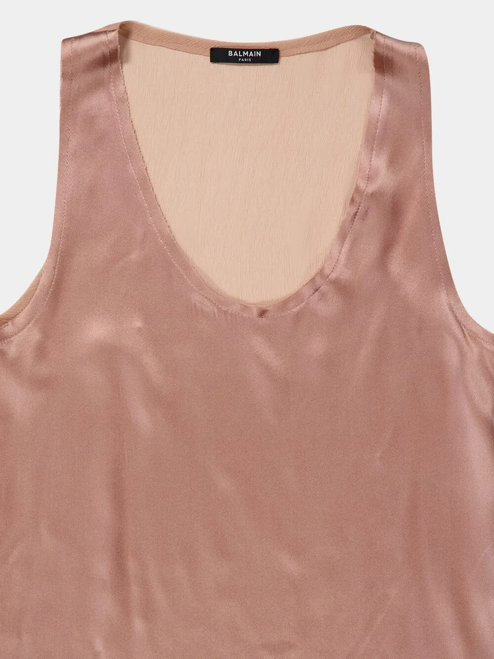 Beige Poudre Silk Crepe V-Neck Sleeveless Top sold by Fashion Clinic product image thumbnail 3