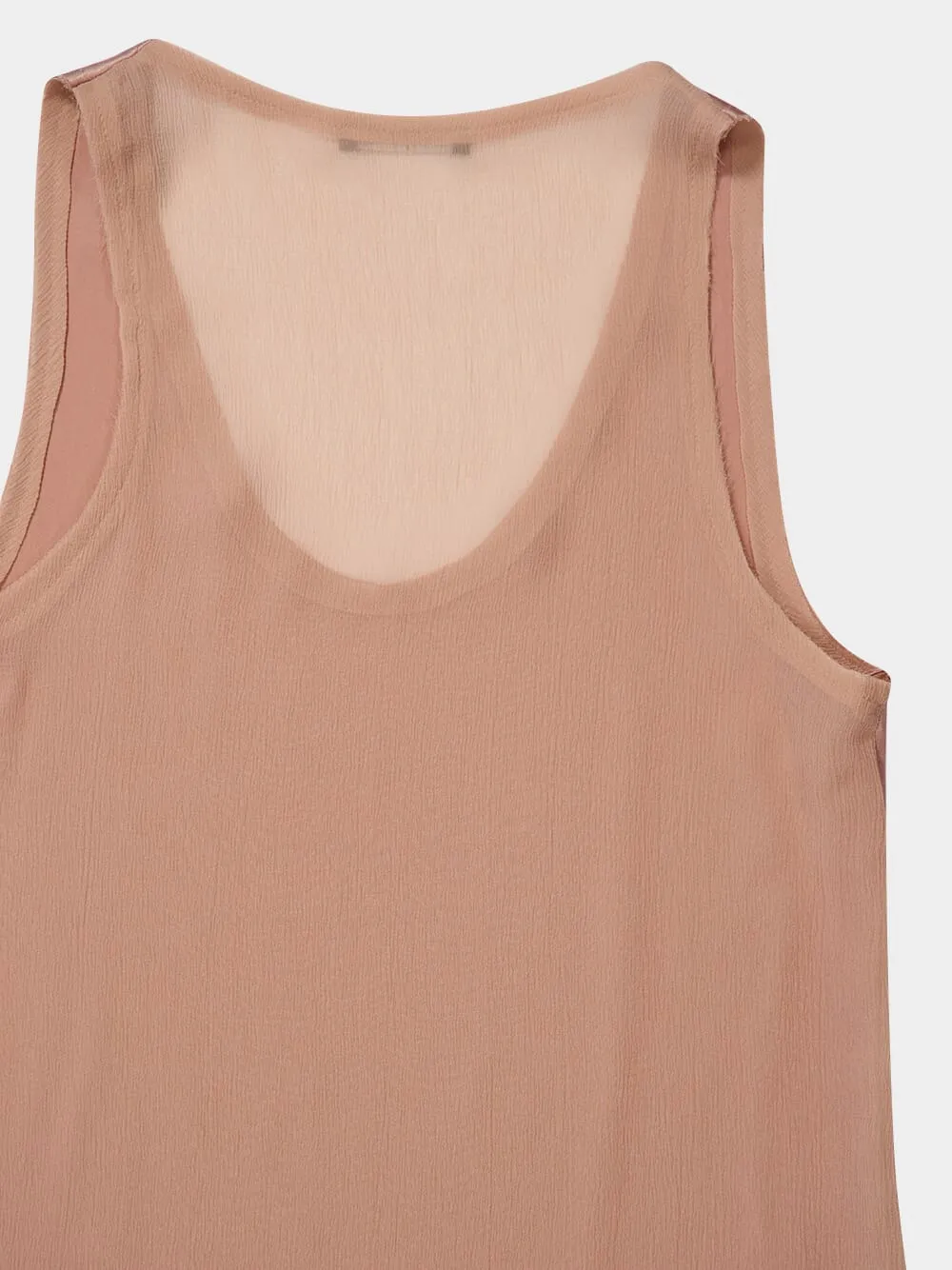 Beige Poudre Silk Crepe V-Neck Sleeveless Top sold by Fashion Clinic product image thumbnail 4