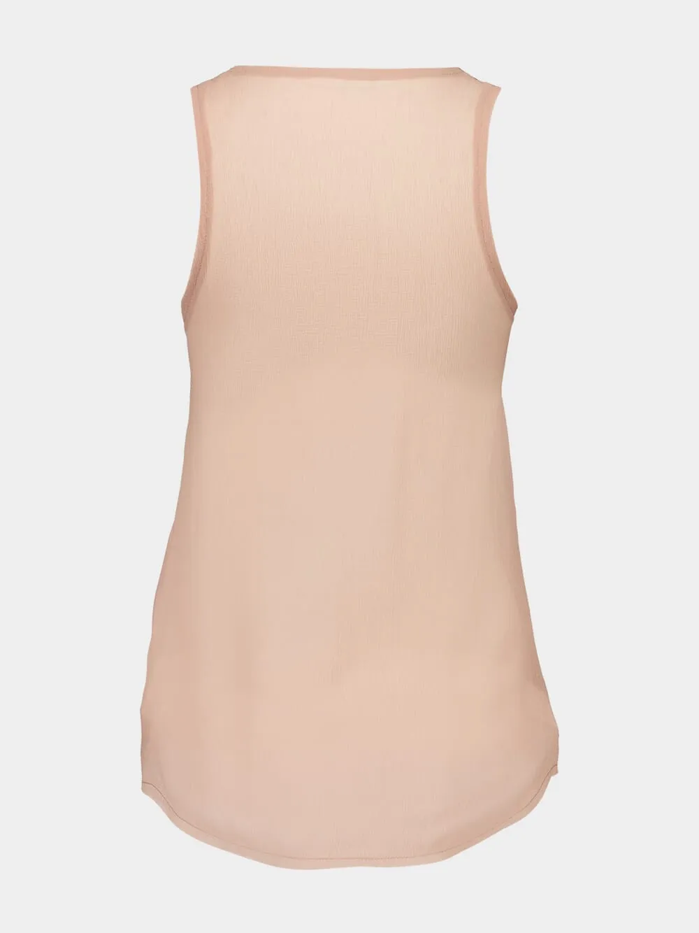 Beige Poudre Silk Crepe V-Neck Sleeveless Top sold by Fashion Clinic product image thumbnail 2
