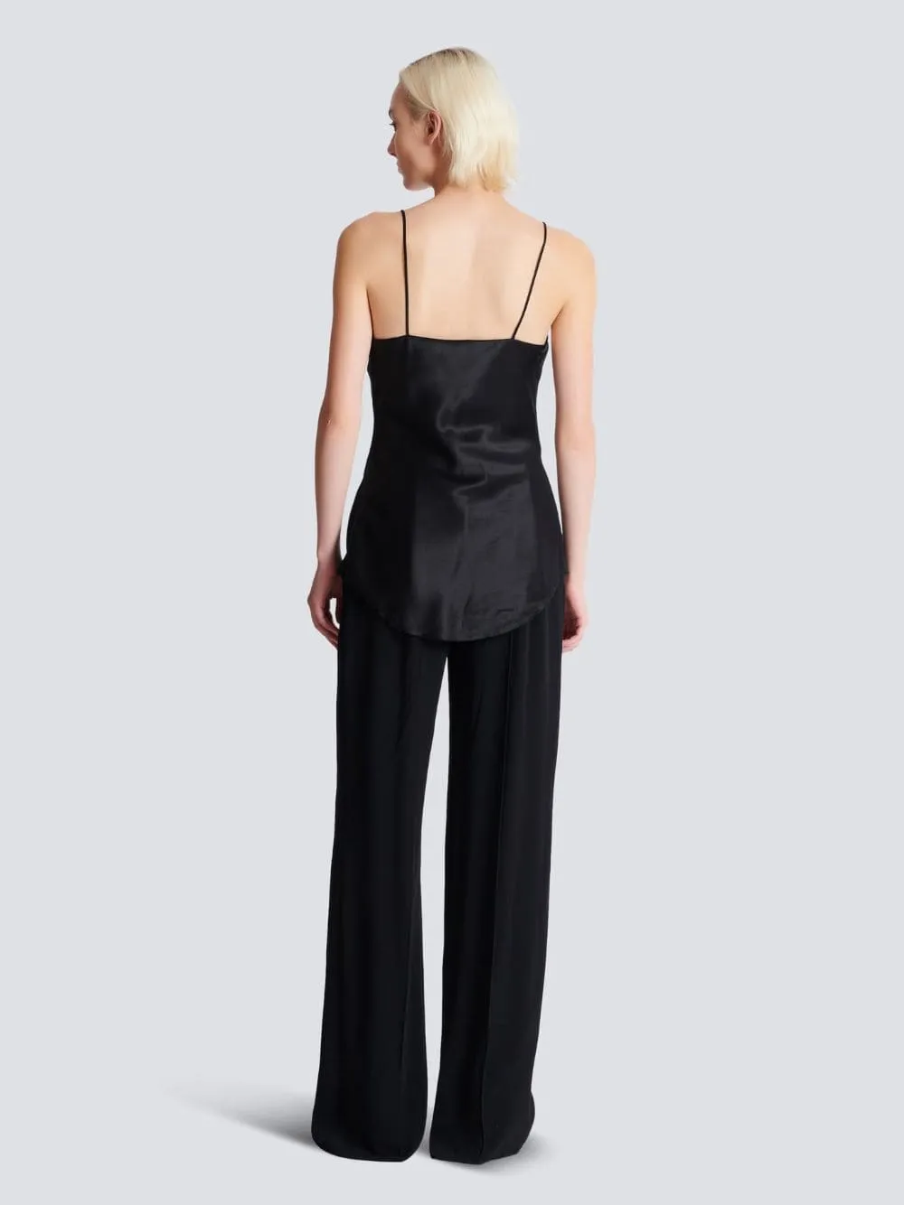 Black Draped Satin Top sold by Fashion Clinic product image thumbnail 4