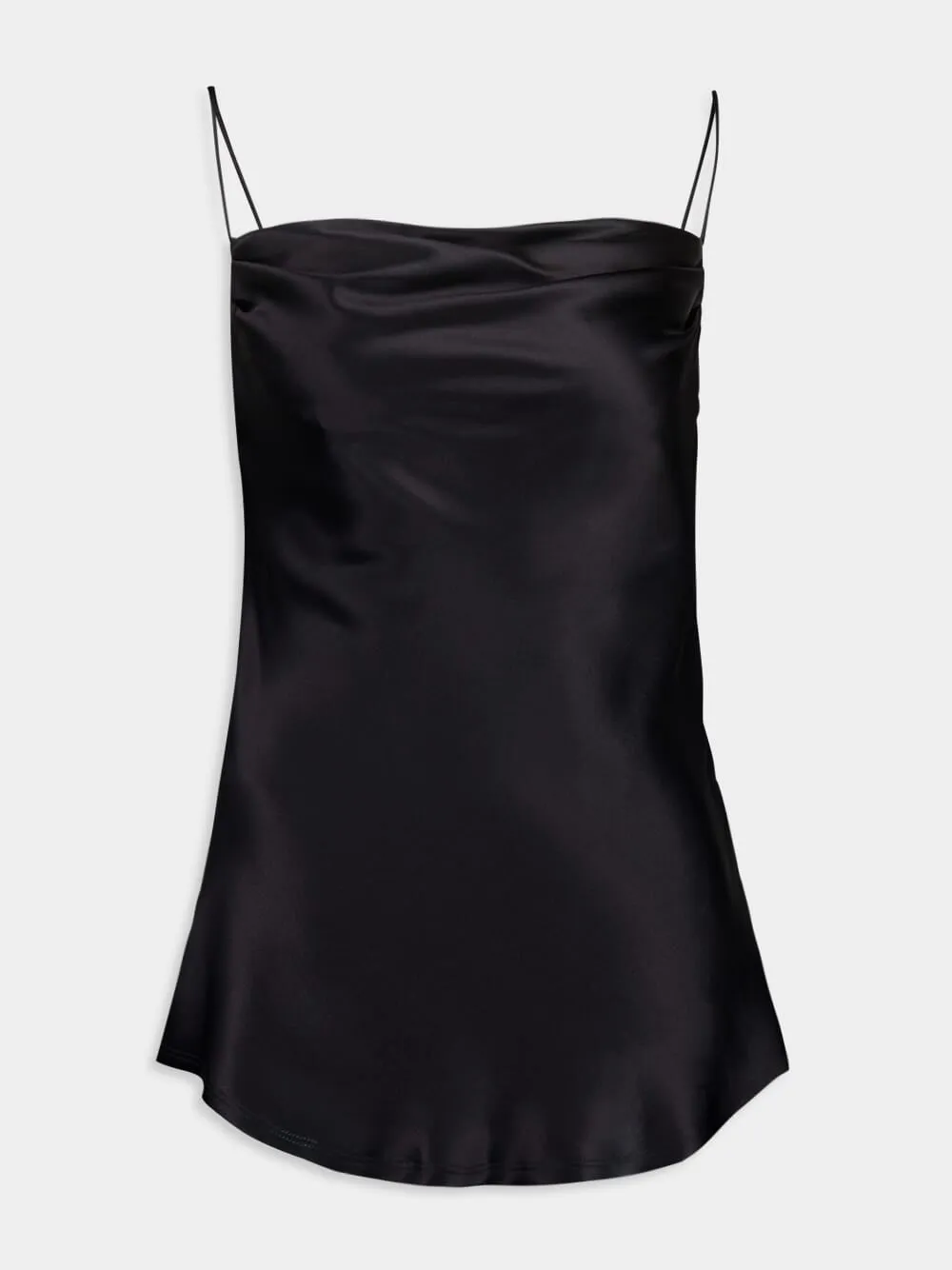 Black Draped Satin Top sold by Fashion Clinic