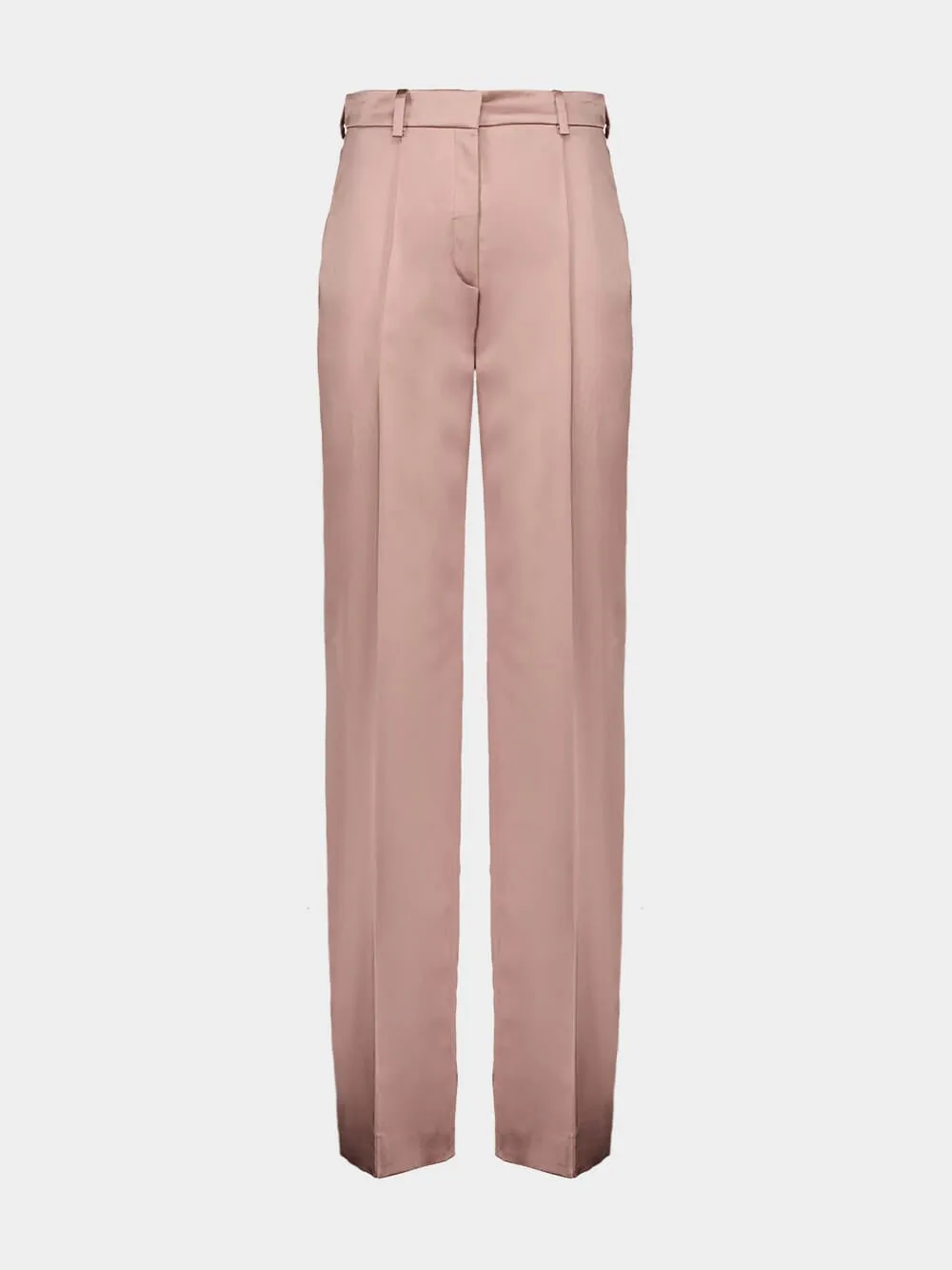 Old Pink Straight-Leg Tailored Satin Trousers sold by Fashion Clinic