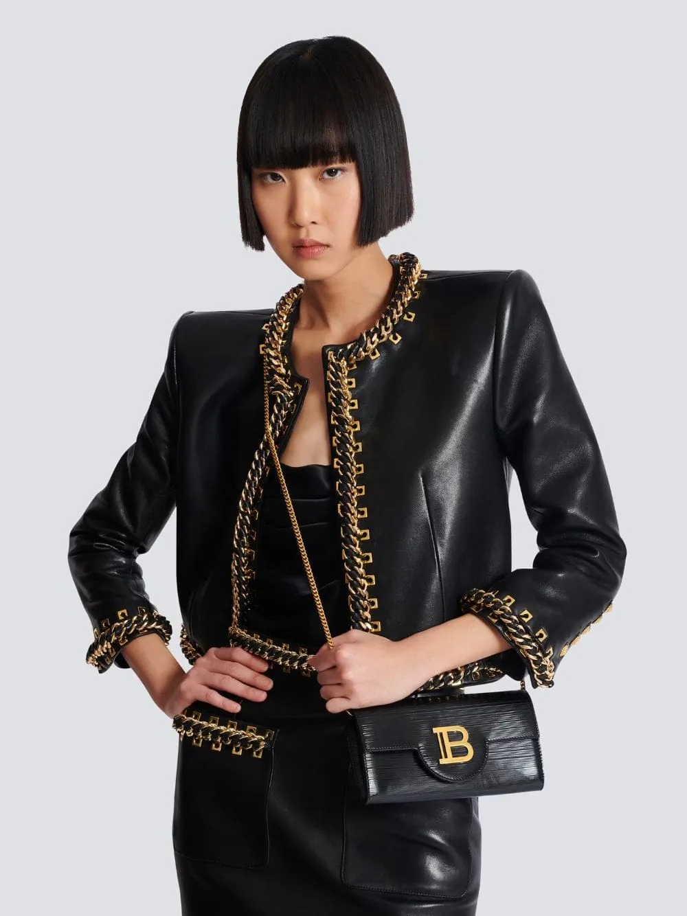 Black B-Buzz Wallet in Striped Patent Leather sold by Fashion Clinic product image thumbnail 4