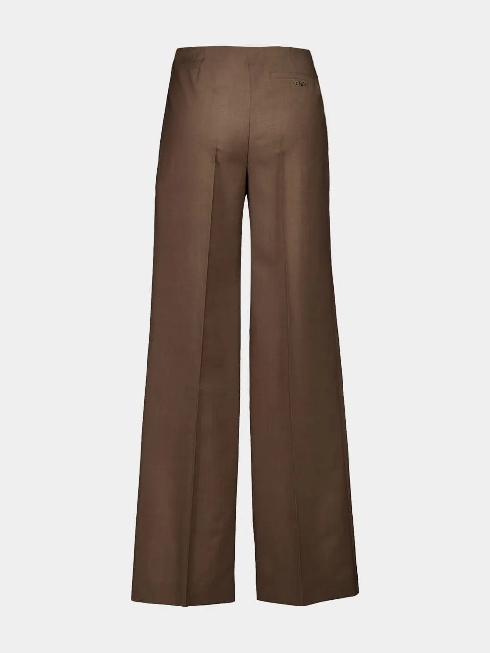 Brown Wide-Leg Tailored Wool Mohair Trousers sold by Fashion Clinic product image thumbnail 2