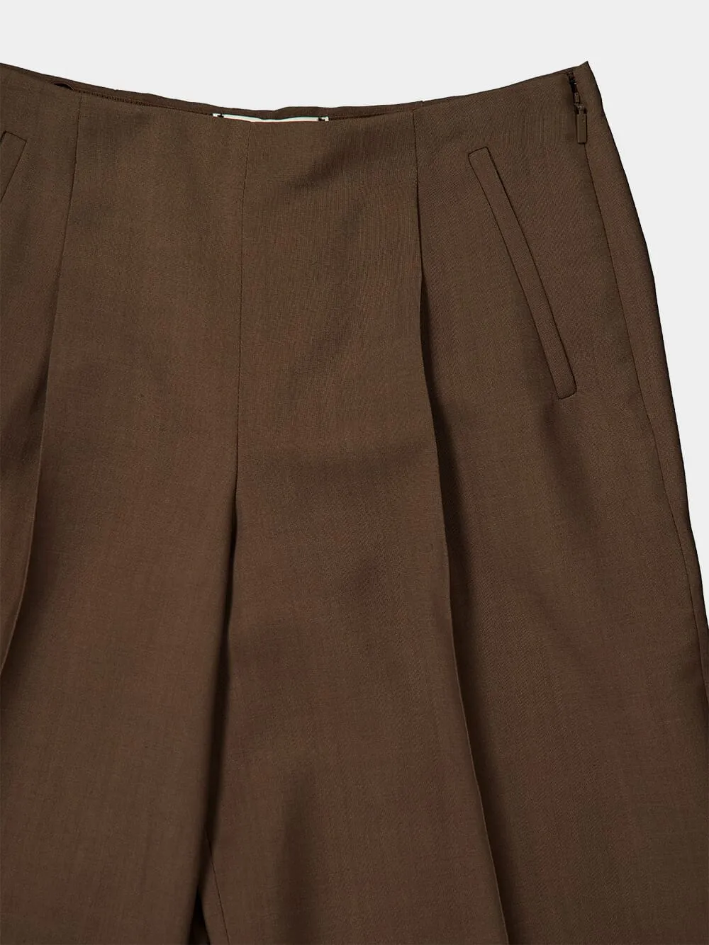 Brown Wide-Leg Tailored Wool Mohair Trousers sold by Fashion Clinic product image thumbnail 3