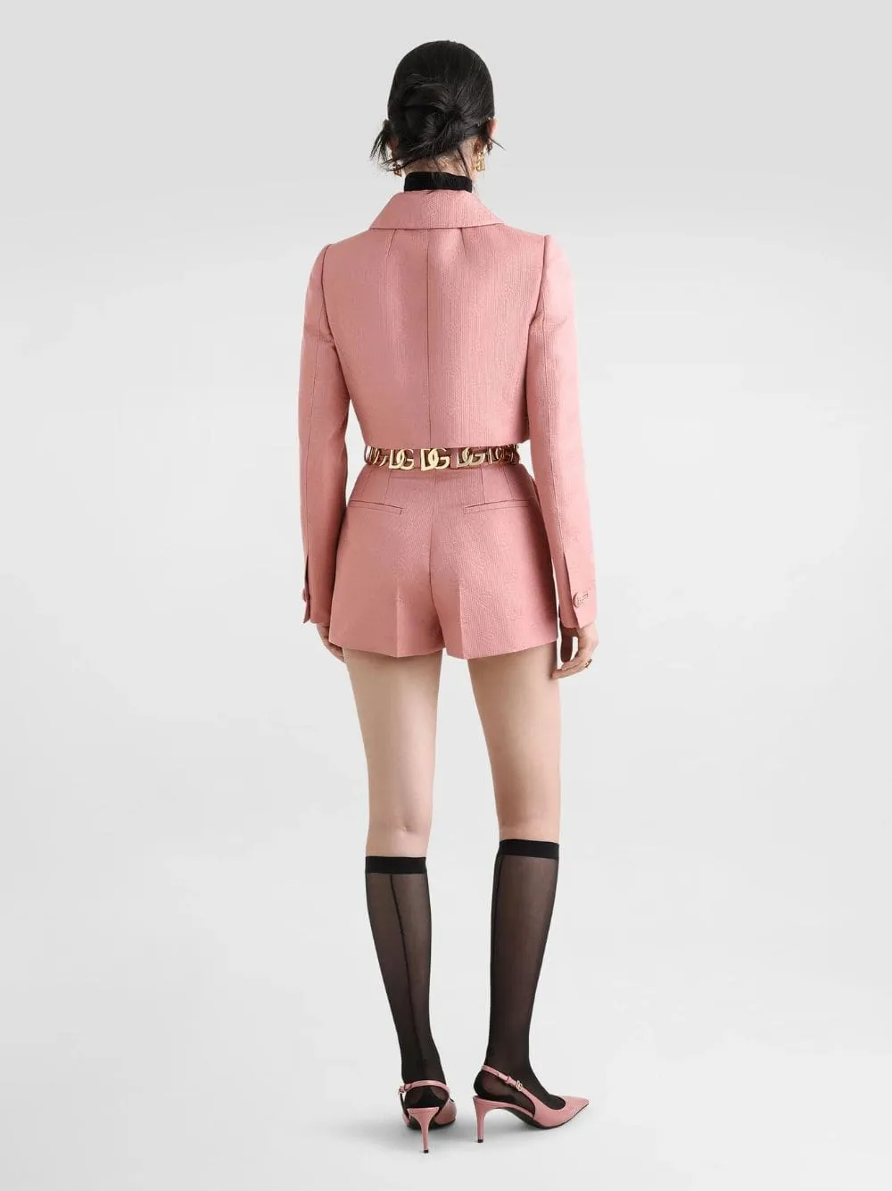 Pink Quilted Jacquard Shorts with DG Logo sold by Fashion Clinic product image thumbnail 3