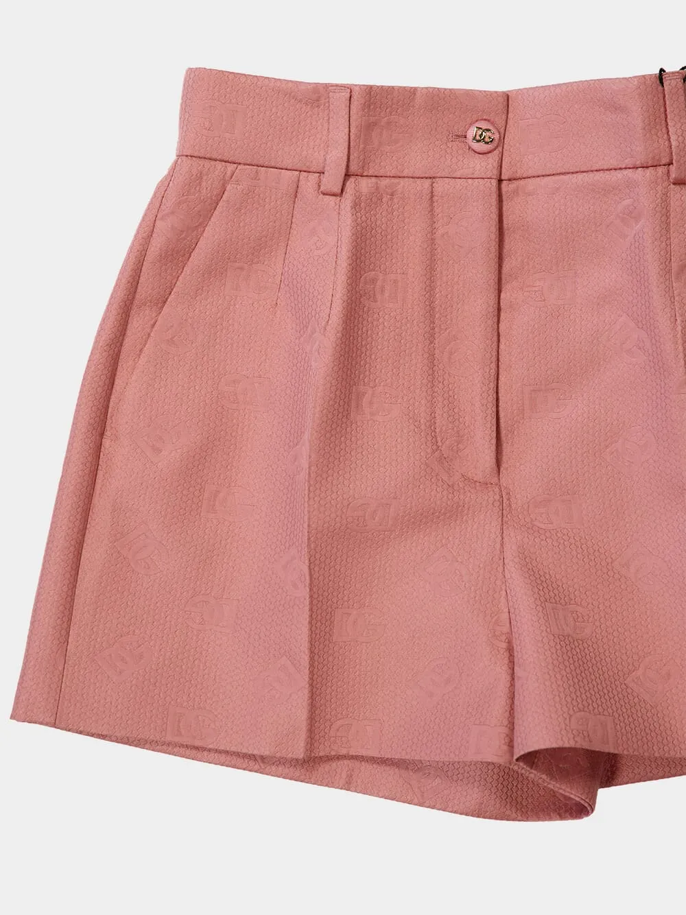 Pink Quilted Jacquard Shorts with DG Logo sold by Fashion Clinic product image thumbnail 5
