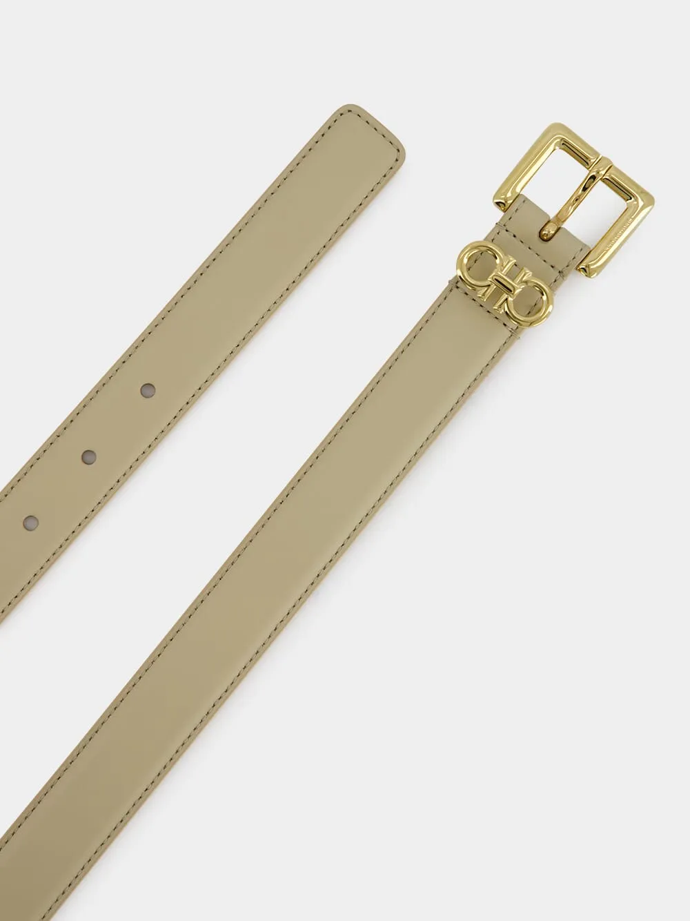 Double Gancini Fixed Belt in Stone Calfskin sold by Fashion Clinic product image thumbnail 3