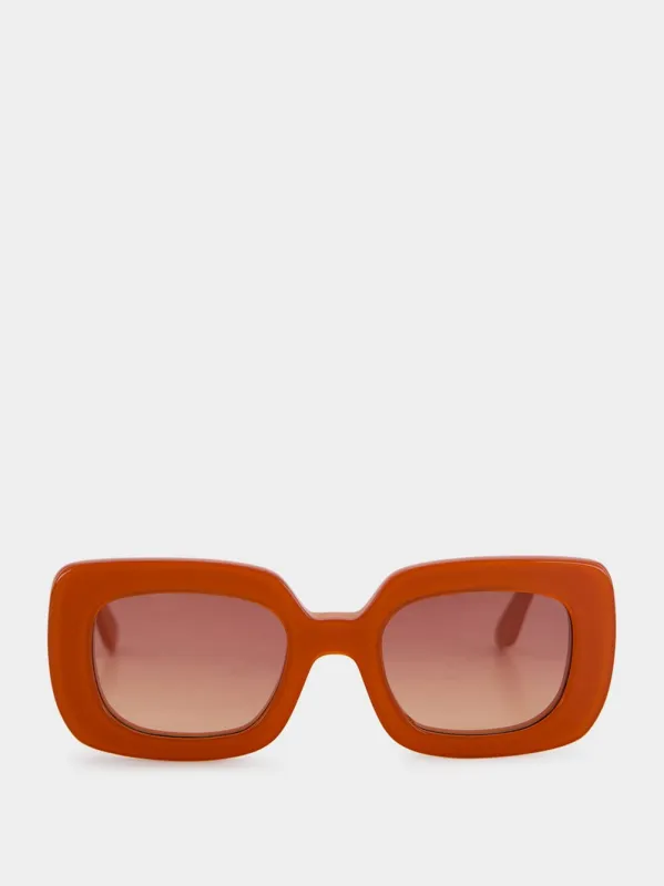 Pamela Orange Rectangular Acetate Sunglasses sold by Fashion Clinic