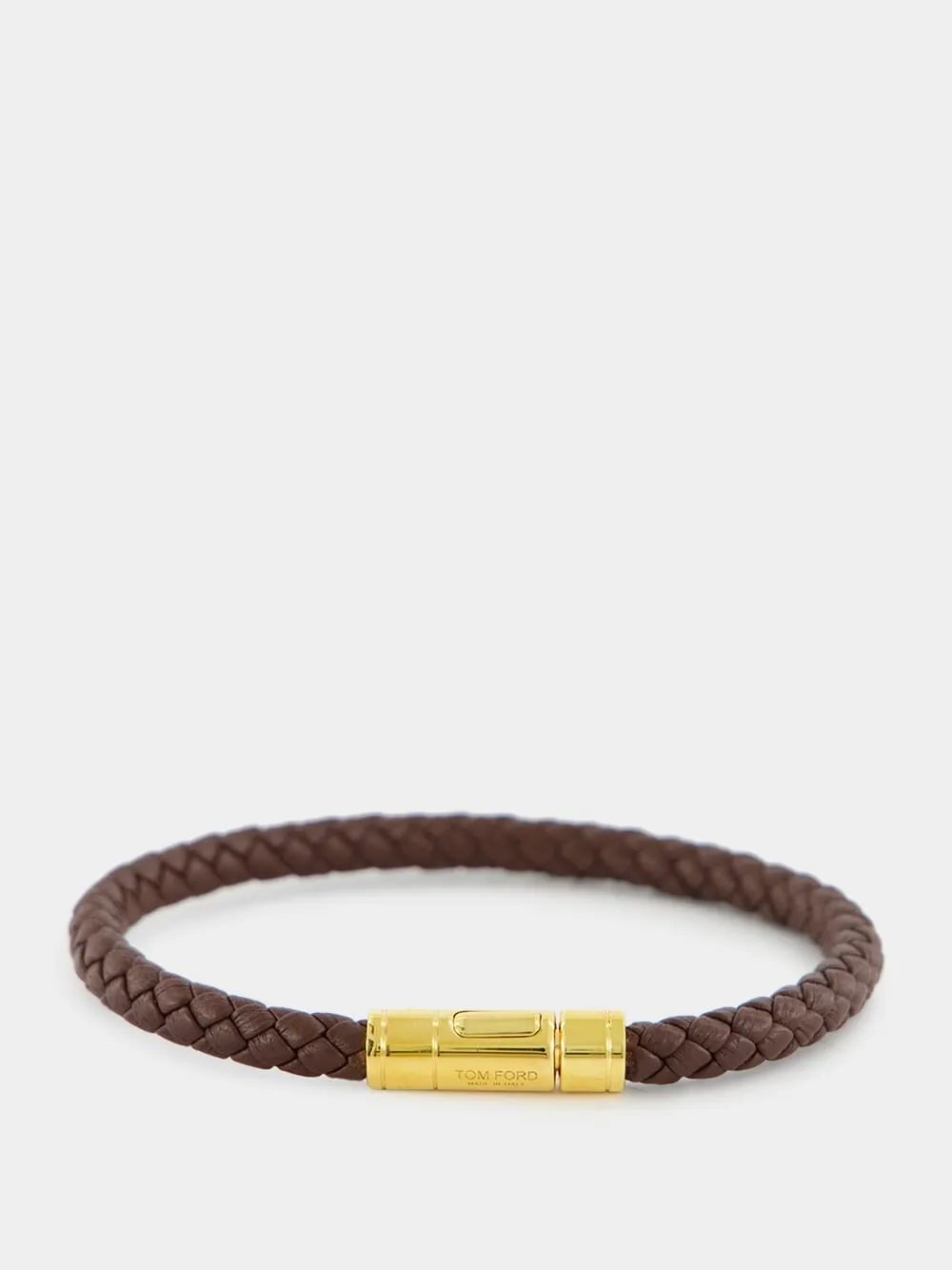 Brown Woven Leather Bracelet with Brass Clasp sold by Fashion Clinic